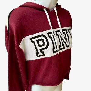 PINK Victoria's Secret Burgundy Cropped Hoodie